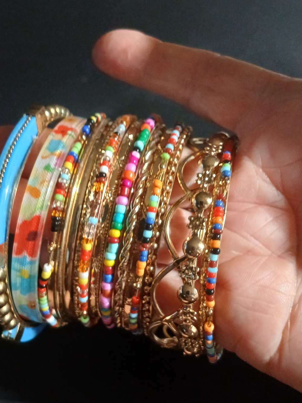 Gold & Multicolor Beaded Women’s Bracelet Set